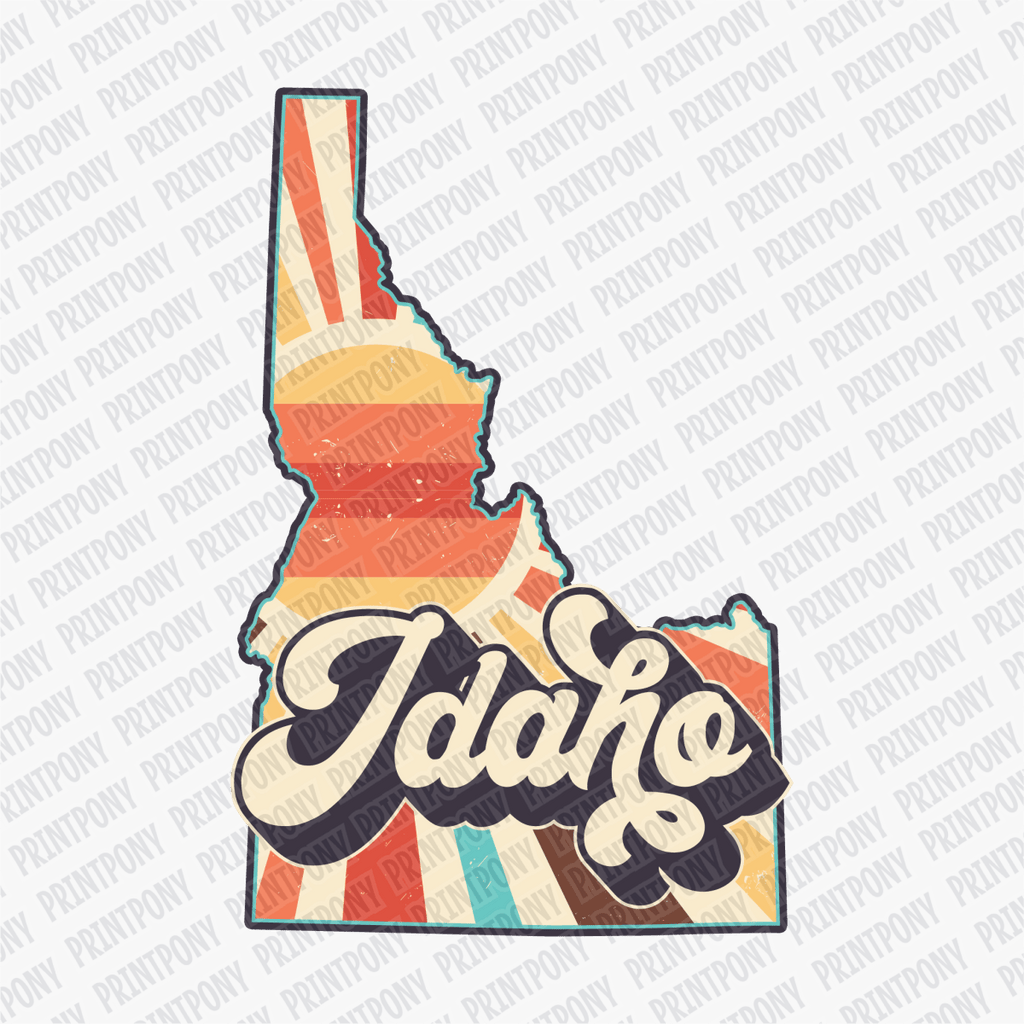 Retro Idaho State DTF Transfer - Ready to Press - PrintPony