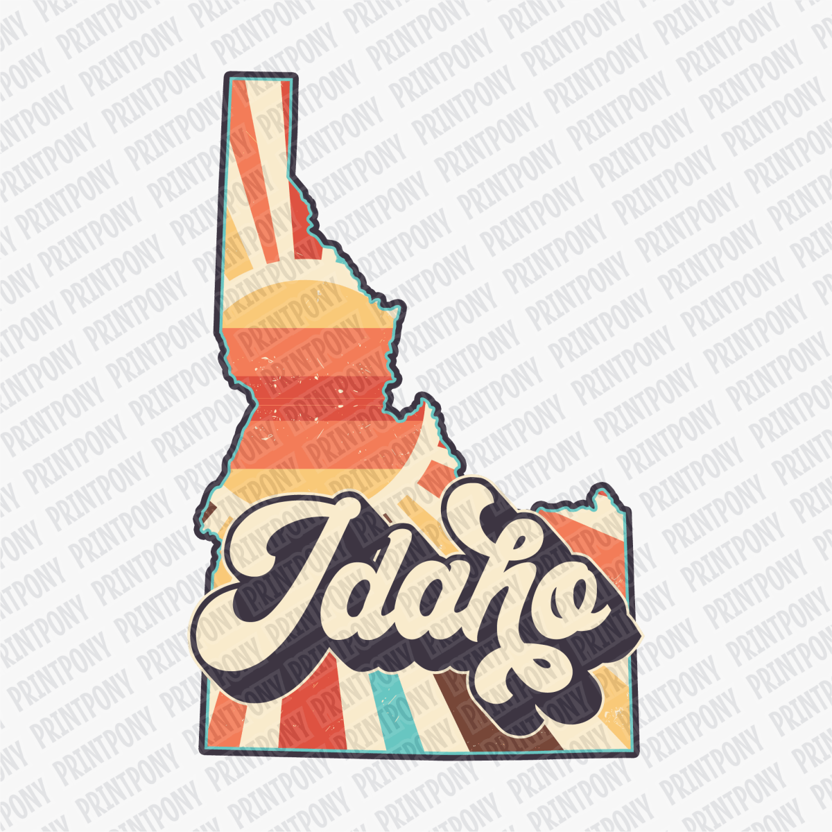 Retro Idaho State DTF Transfer - Ready to Press - PrintPony