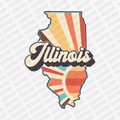 Retro Illinois State DTF Transfer - Ready to Press - PrintPony