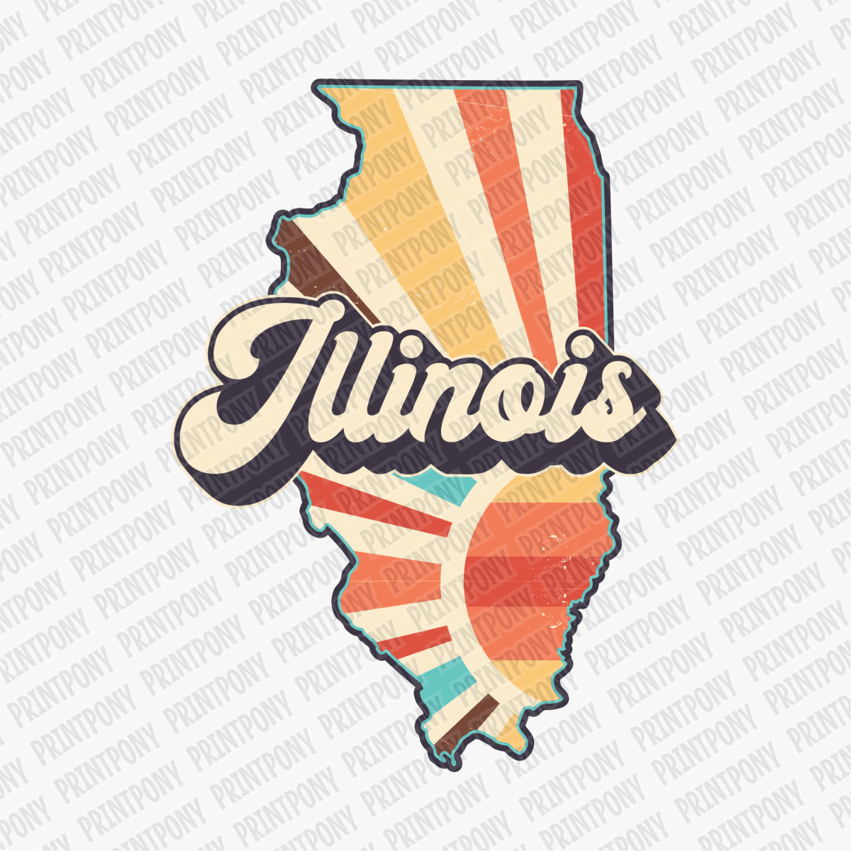Retro Illinois State DTF Transfer - Ready to Press - PrintPony