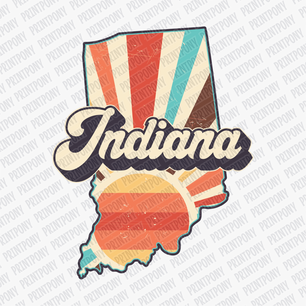 Retro Indiana State DTF Transfer - Ready to Press - PrintPony