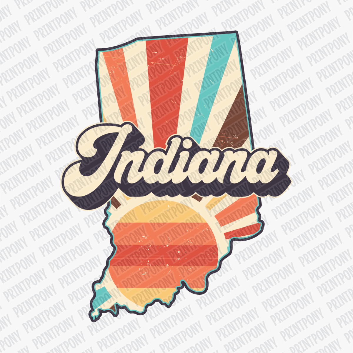 Retro Indiana State DTF Transfer - Ready to Press - PrintPony