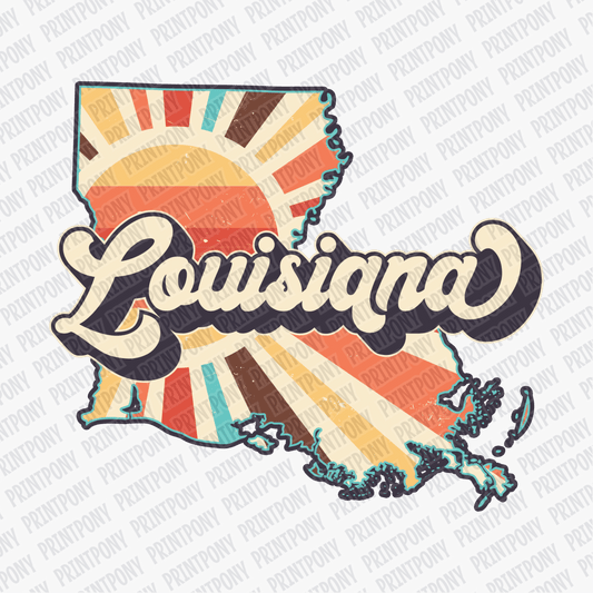 Retro Louisiana State DTF Transfer - Ready to Press - PrintPony®