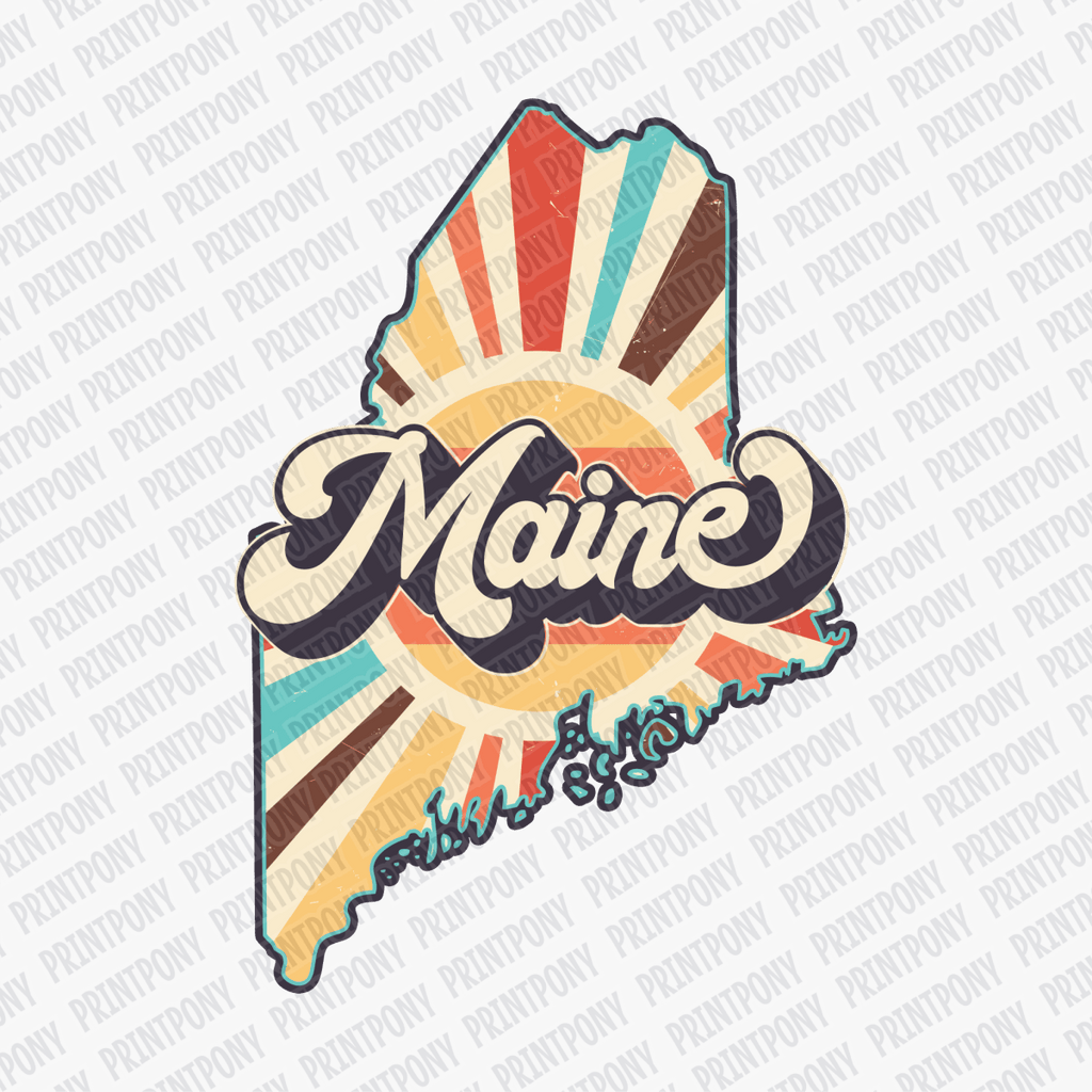 Retro Maine State DTF Transfer - Ready to Press - PrintPony