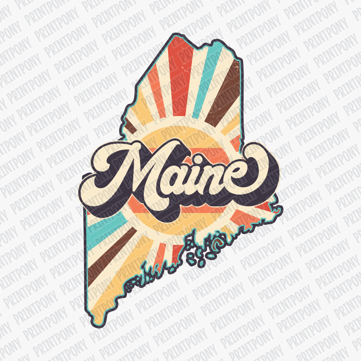 Retro Maine State DTF Transfer - Ready to Press - PrintPony