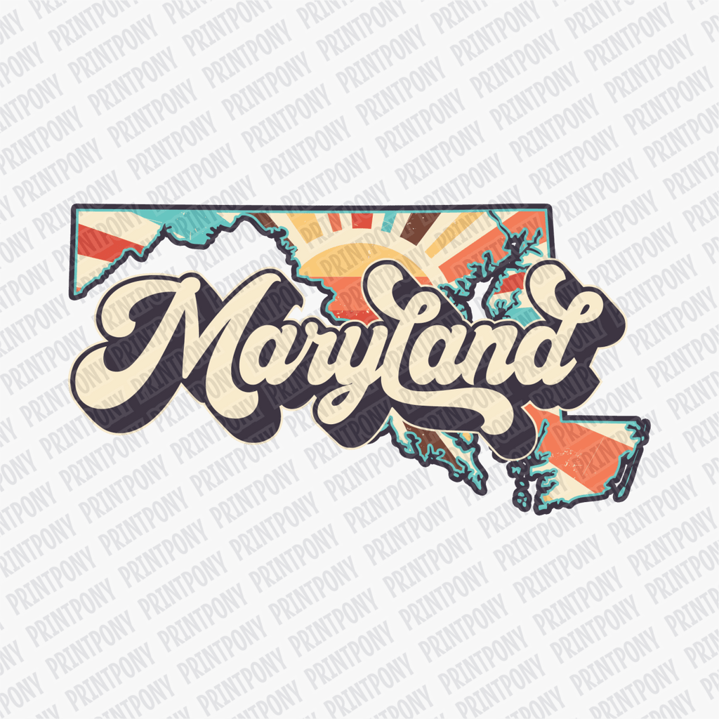 Retro Maryland State DTF Transfer - Ready to Press - PrintPony