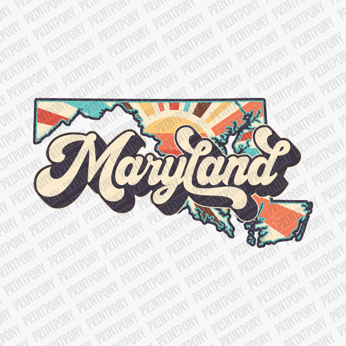 Retro Maryland State DTF Transfer - Ready to Press - PrintPony