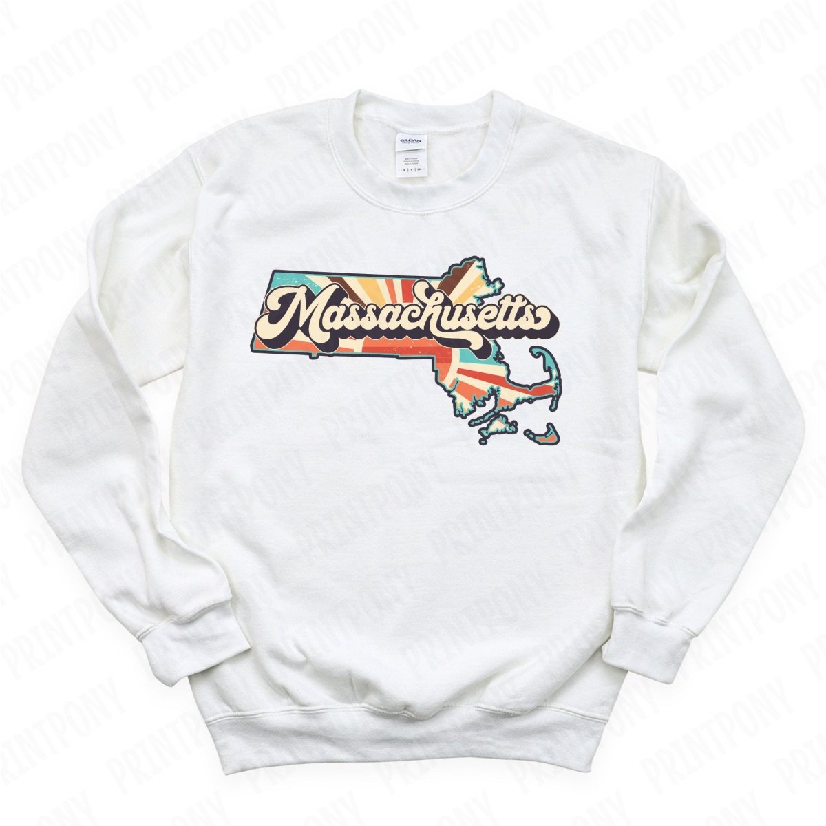 Retro Massachusetts State DTF Transfer - Ready to Press - PrintPony