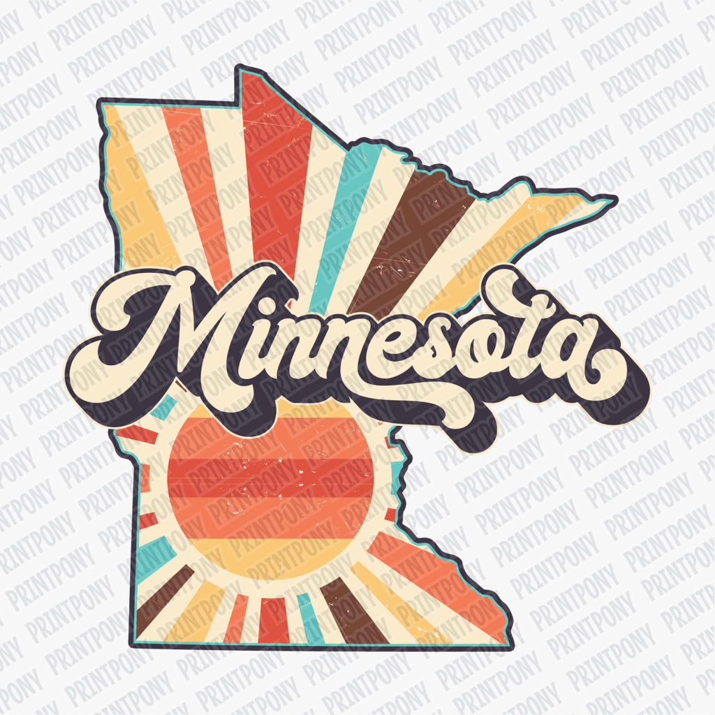 Retro Minnesota State DTF Transfer - Ready to Press - PrintPony
