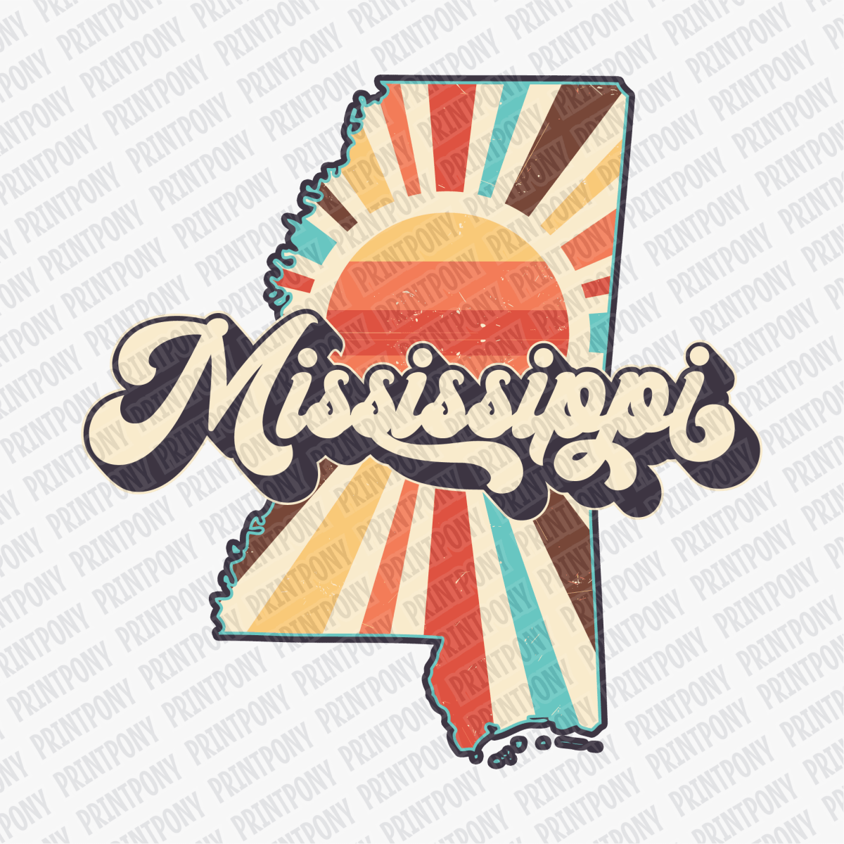 Retro Mississippi State DTF Transfer - Ready to Press - PrintPony