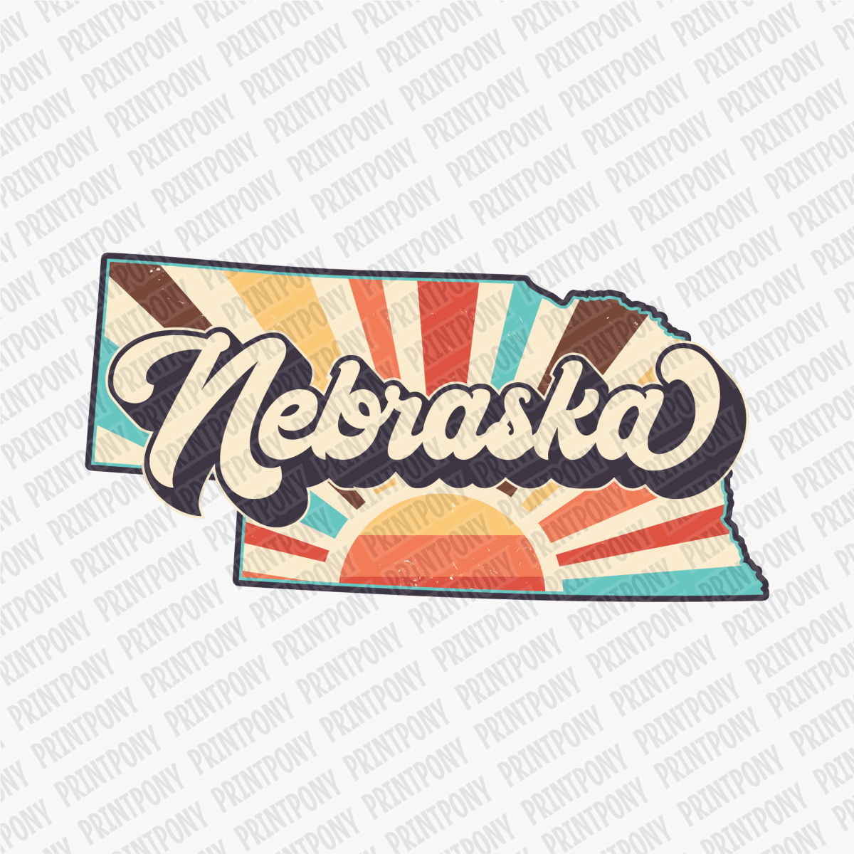 Retro Nebraska State DTF Transfer - Ready to Press - PrintPony®