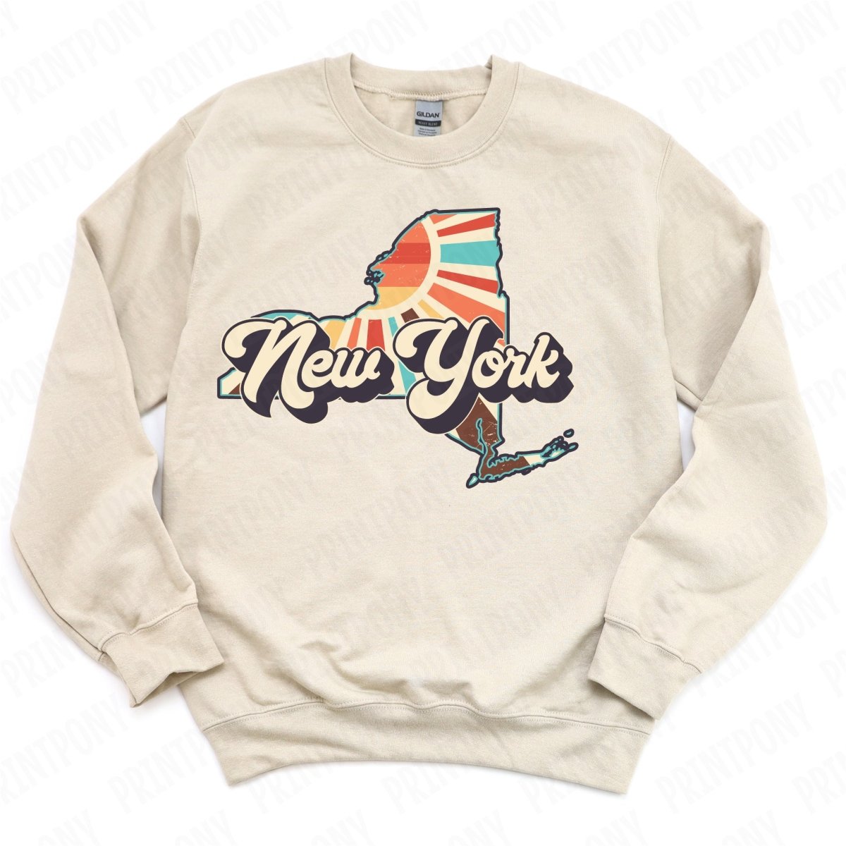 Retro New York State DTF Transfer - Ready to Press - PrintPony®