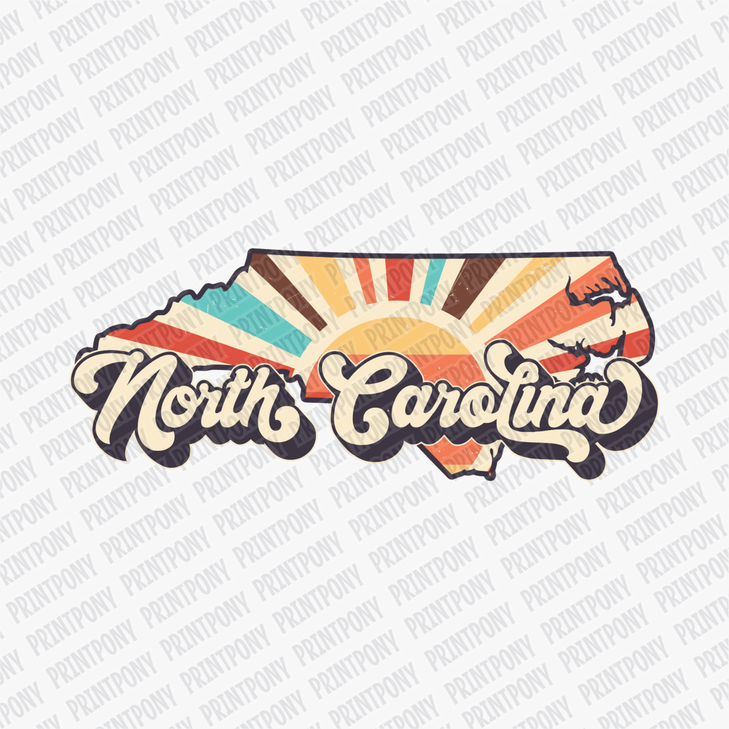 Retro North Carolina State DTF Transfer - Ready to Press - PrintPony®