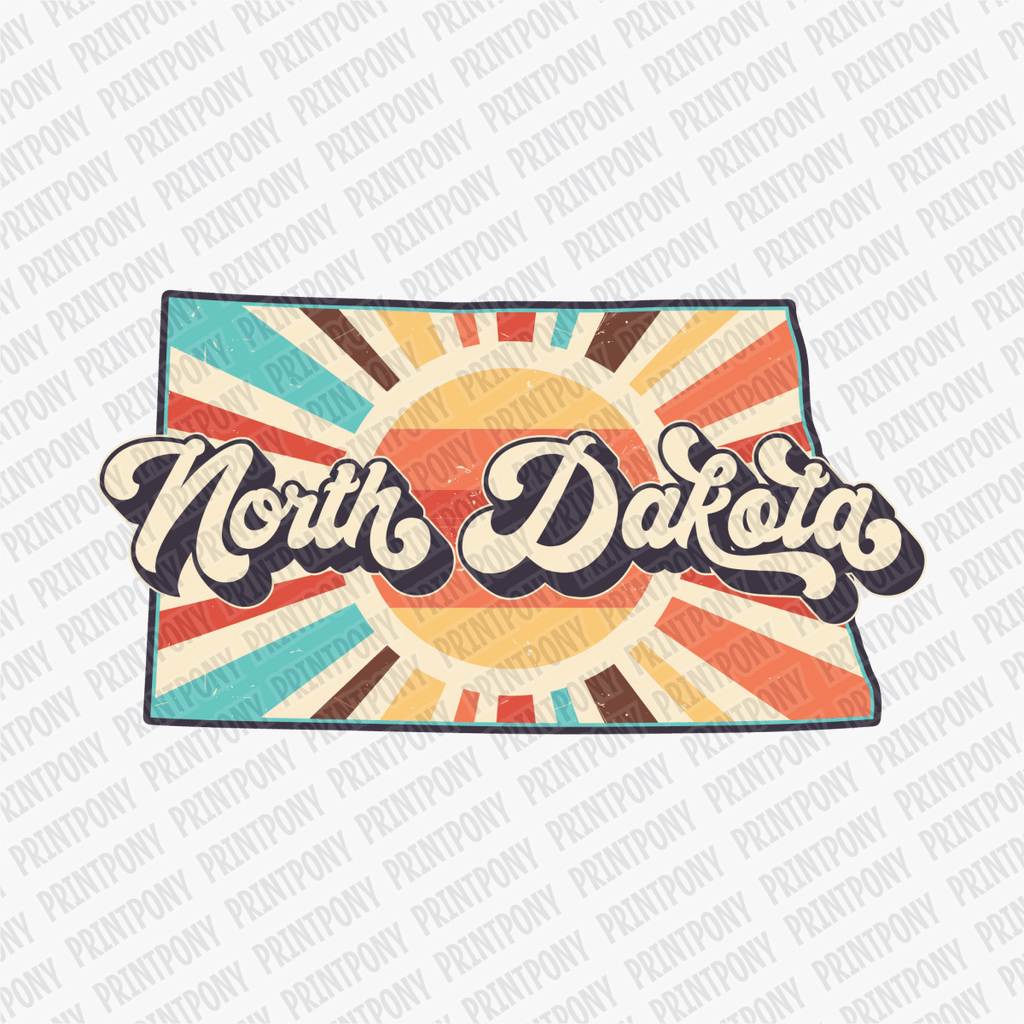 Retro North Dakota State DTF Transfer - Ready to Press - PrintPony®