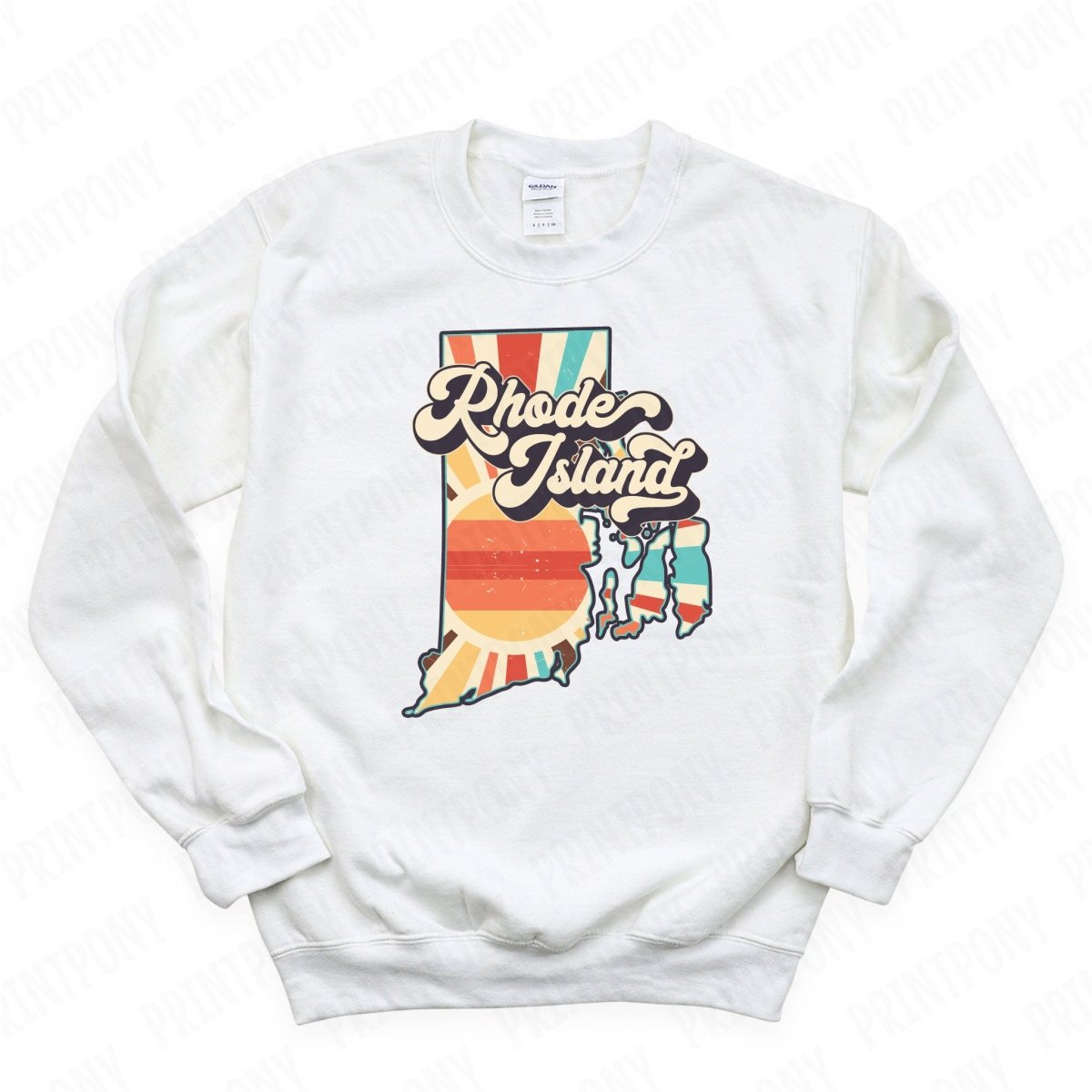 Retro Rhode Island State DTF Transfer - Ready to Press - PrintPony®