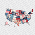 Retro USA Map - DTF transfer - PrintPony