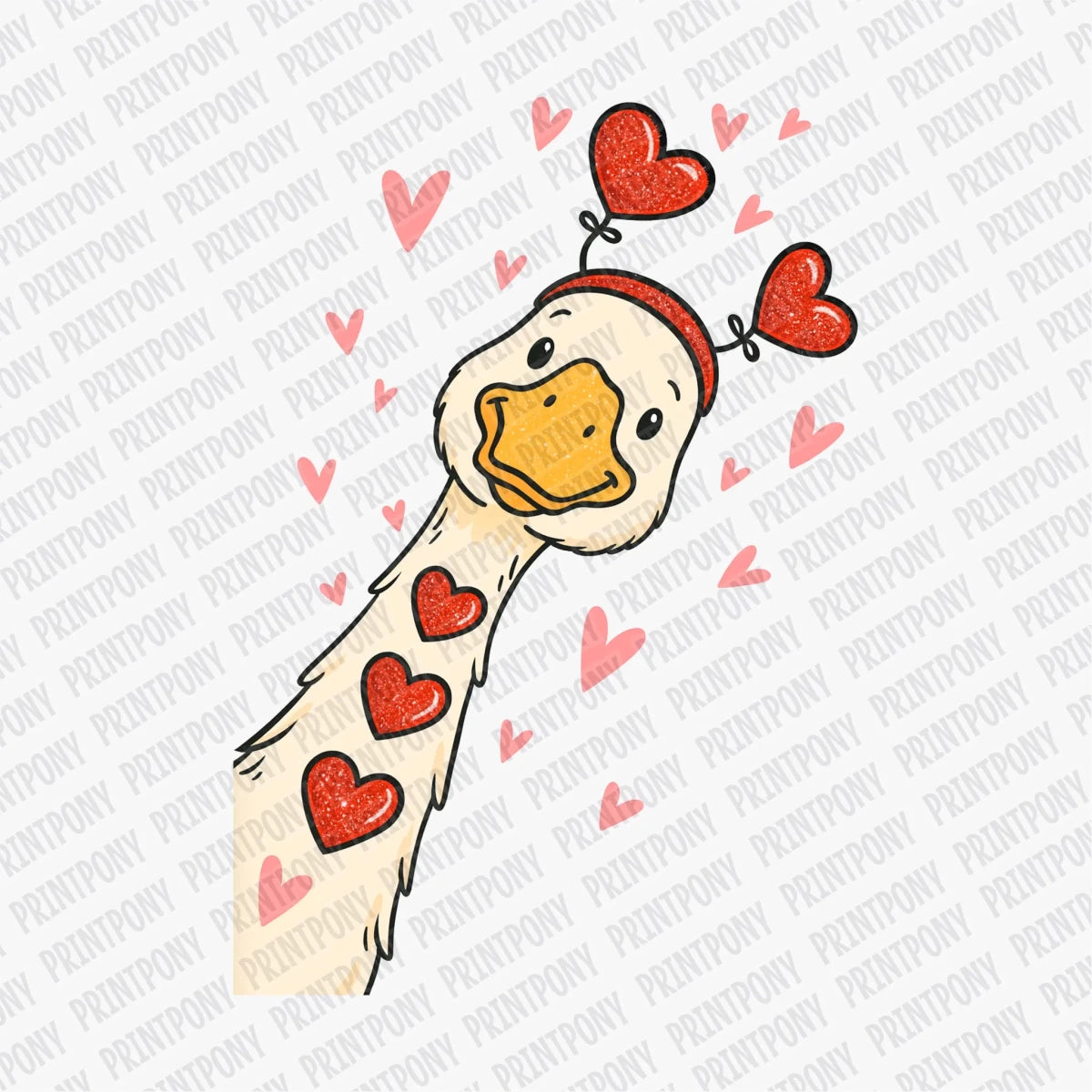 Retro Valentine's Goose | Valentine's Day DTF Transfer - PrintPony