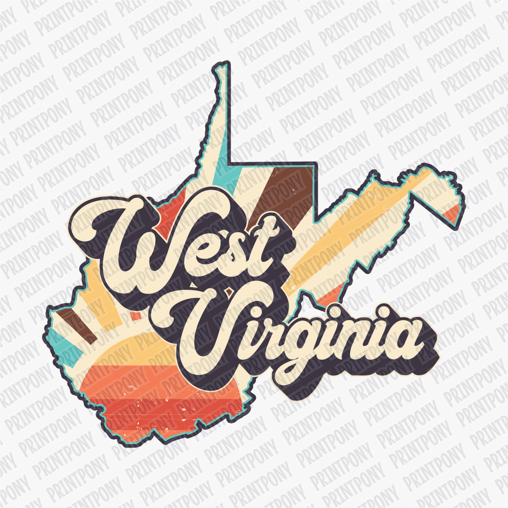 Retro West Virginia State DTF Transfer - Ready to Press - PrintPony®