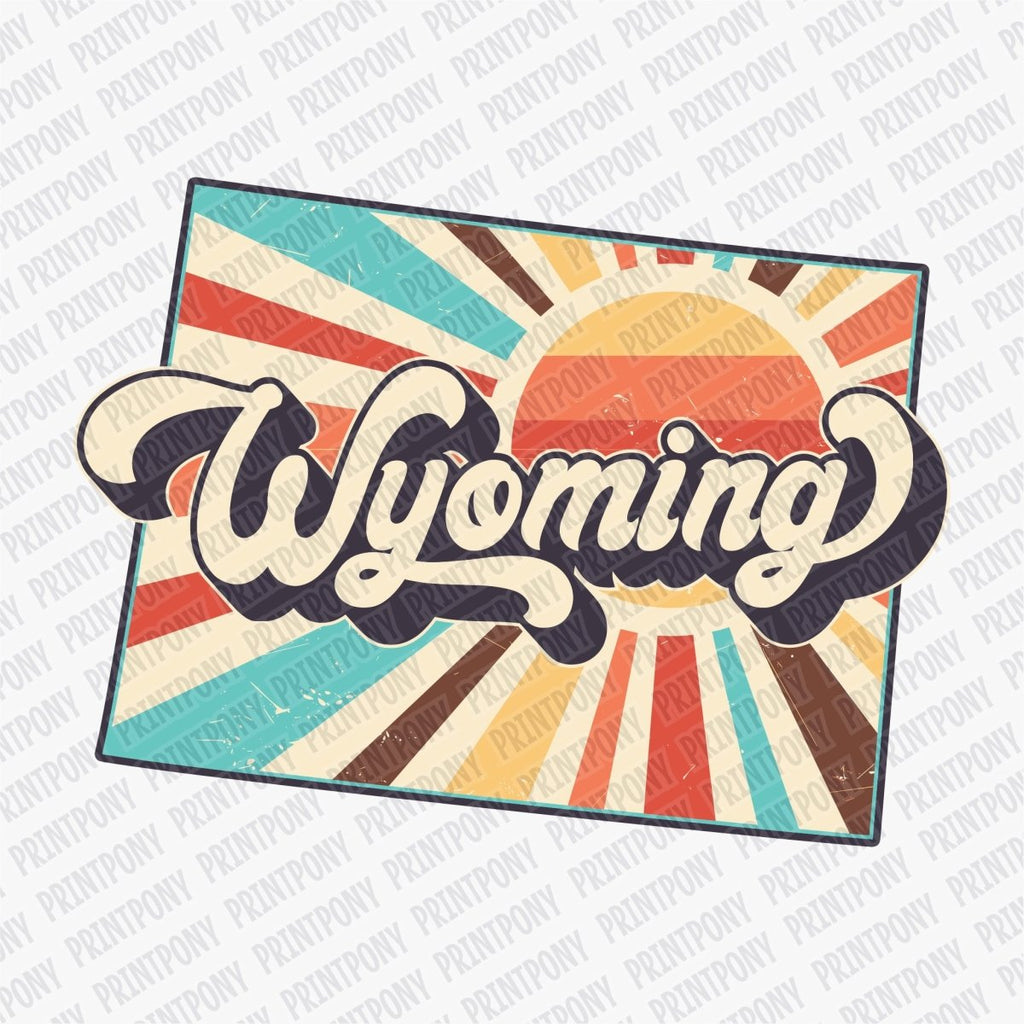 Retro Wyoming State DTF Transfer - Ready to Press - PrintPony®