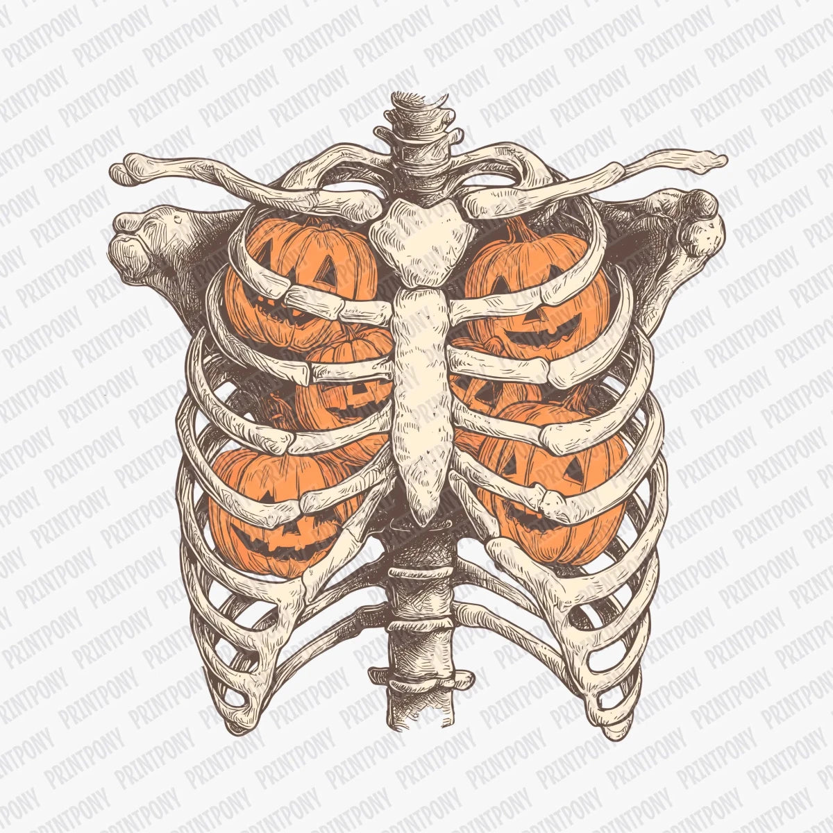 Ribcage full of Pumpkins - DTF Transfer - PrintPony