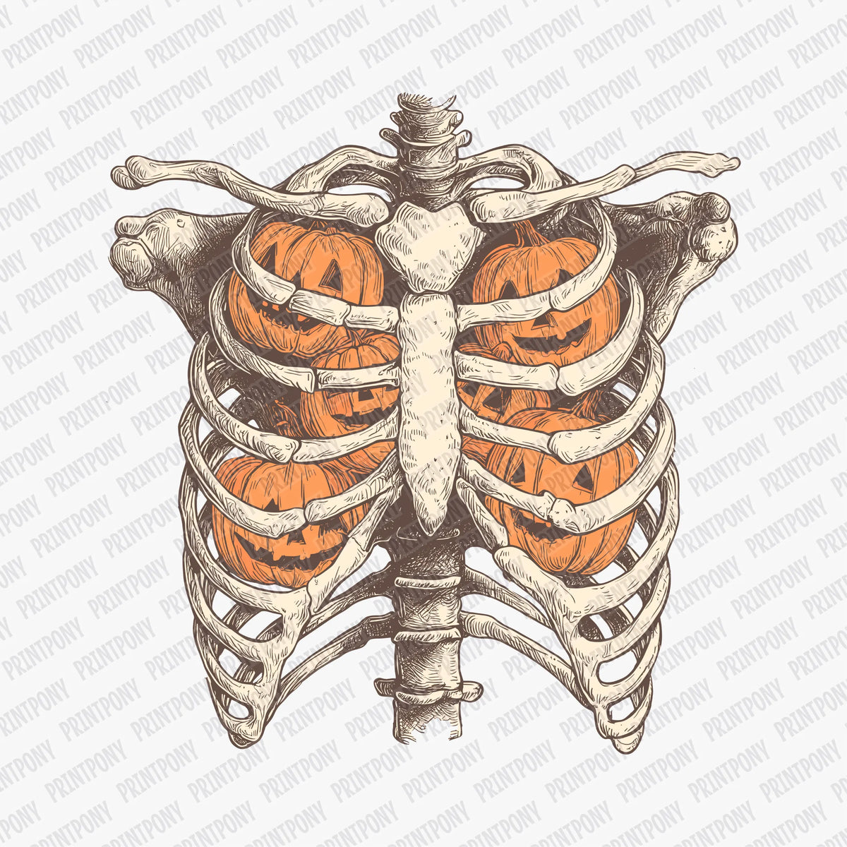 Ribcage full of Pumpkins -  DTF Transfer