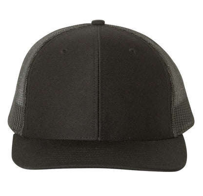 Richardson 112 Black Snapback Trucker Hat - Print Pony™
