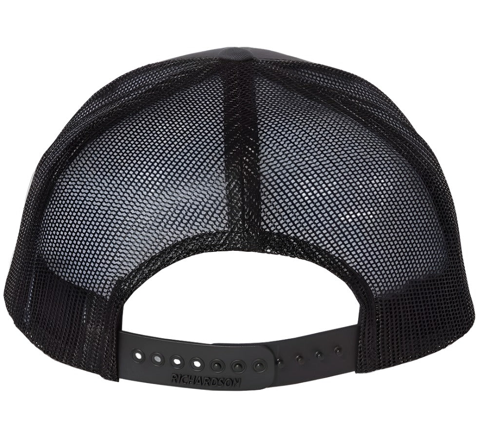 Richardson 112 Black Snapback Trucker Hat - Print Pony™