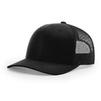 Richardson 112 Black Snapback Trucker Hat - PrintPony