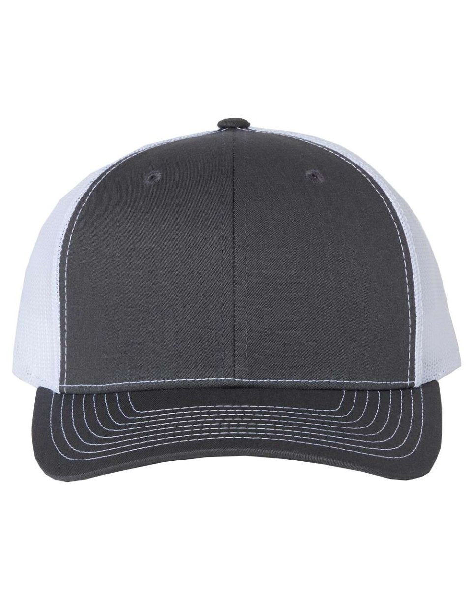 Richardson 112 Charcoal & White Snapback Trucker Hat - PrintPony