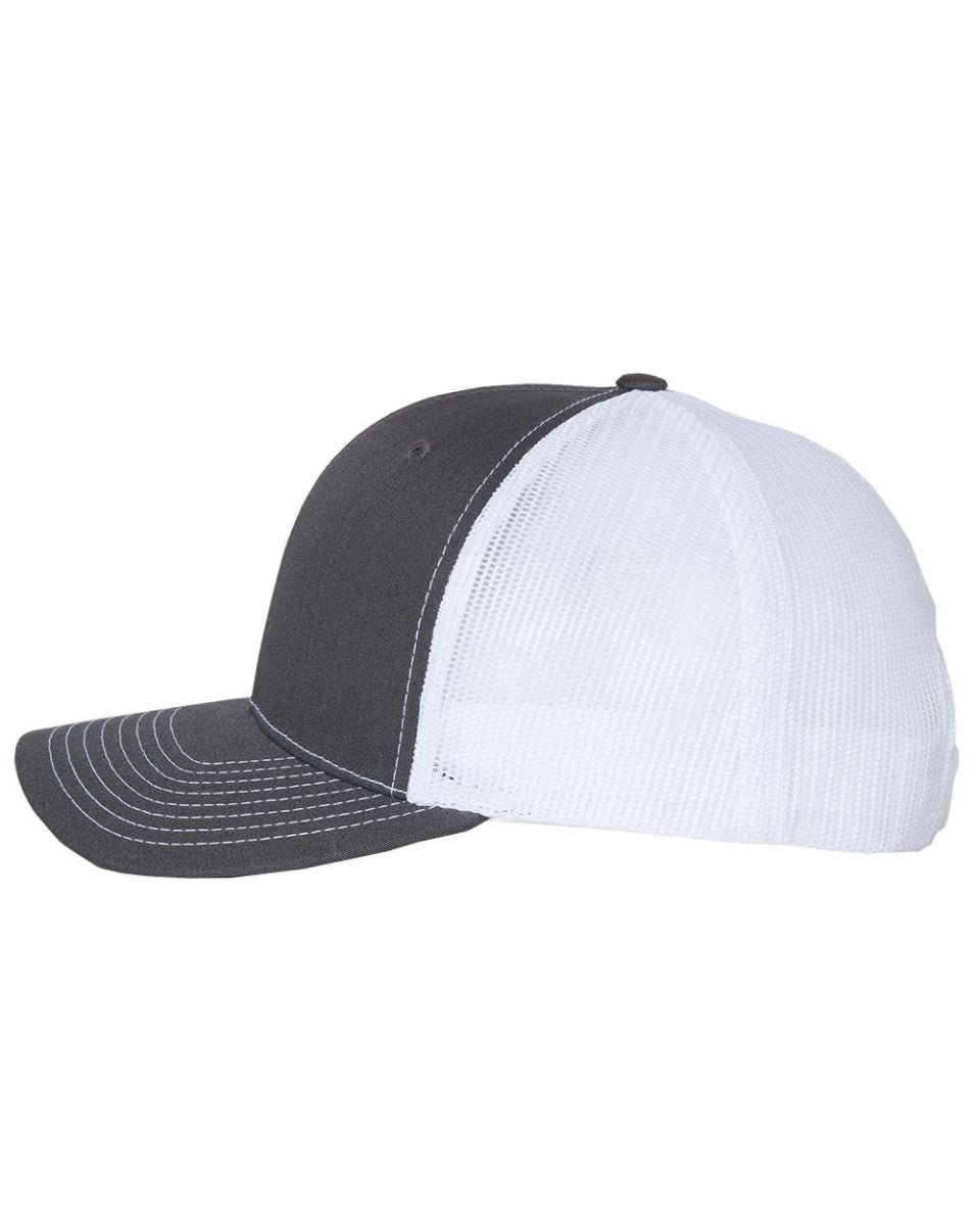 Richardson 112 Charcoal & White Snapback Trucker Hat - PrintPony