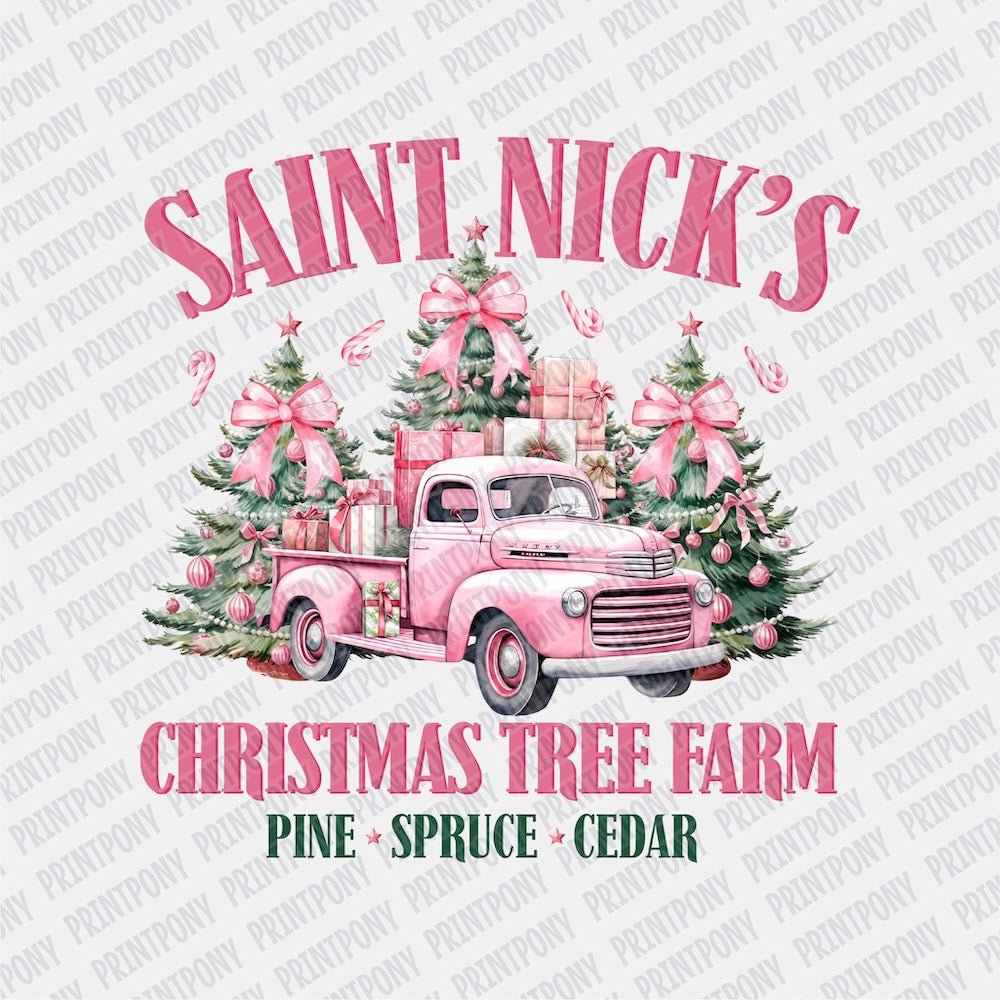 Saint Nick's Christmas Tree Farm DTF transfer - Print Pony‚Ñ¢
