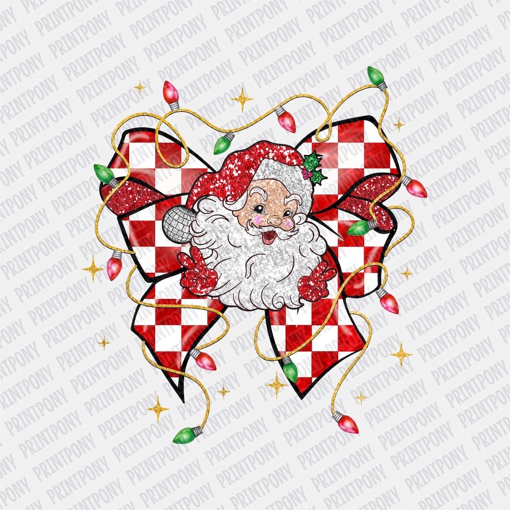 Santa Checkered Ribbon DTF transfer - PrintPony
