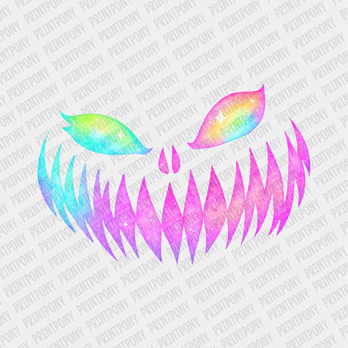 Scary Pumpkin Face Iridescent DTF Transfer - PrintPony