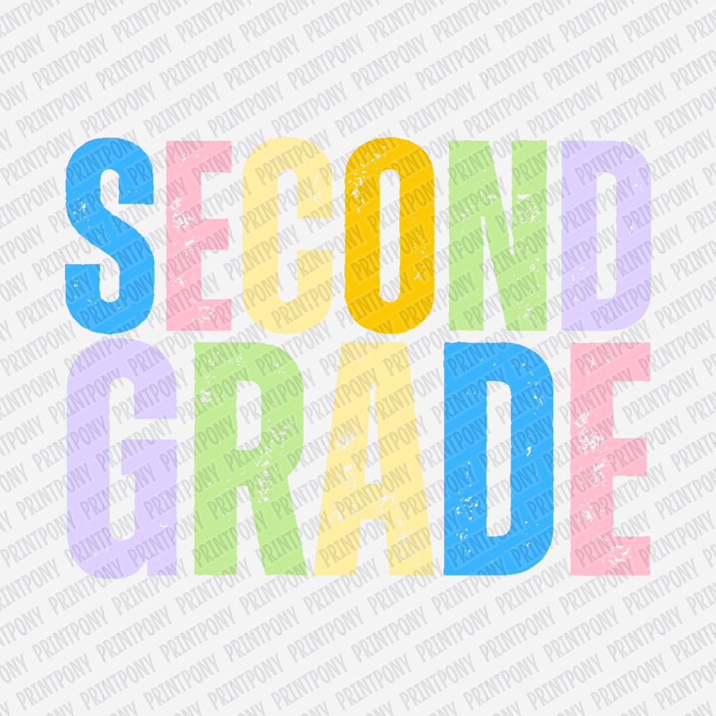 Second Grade Bright Pastel - DTF Transfer - PrintPony