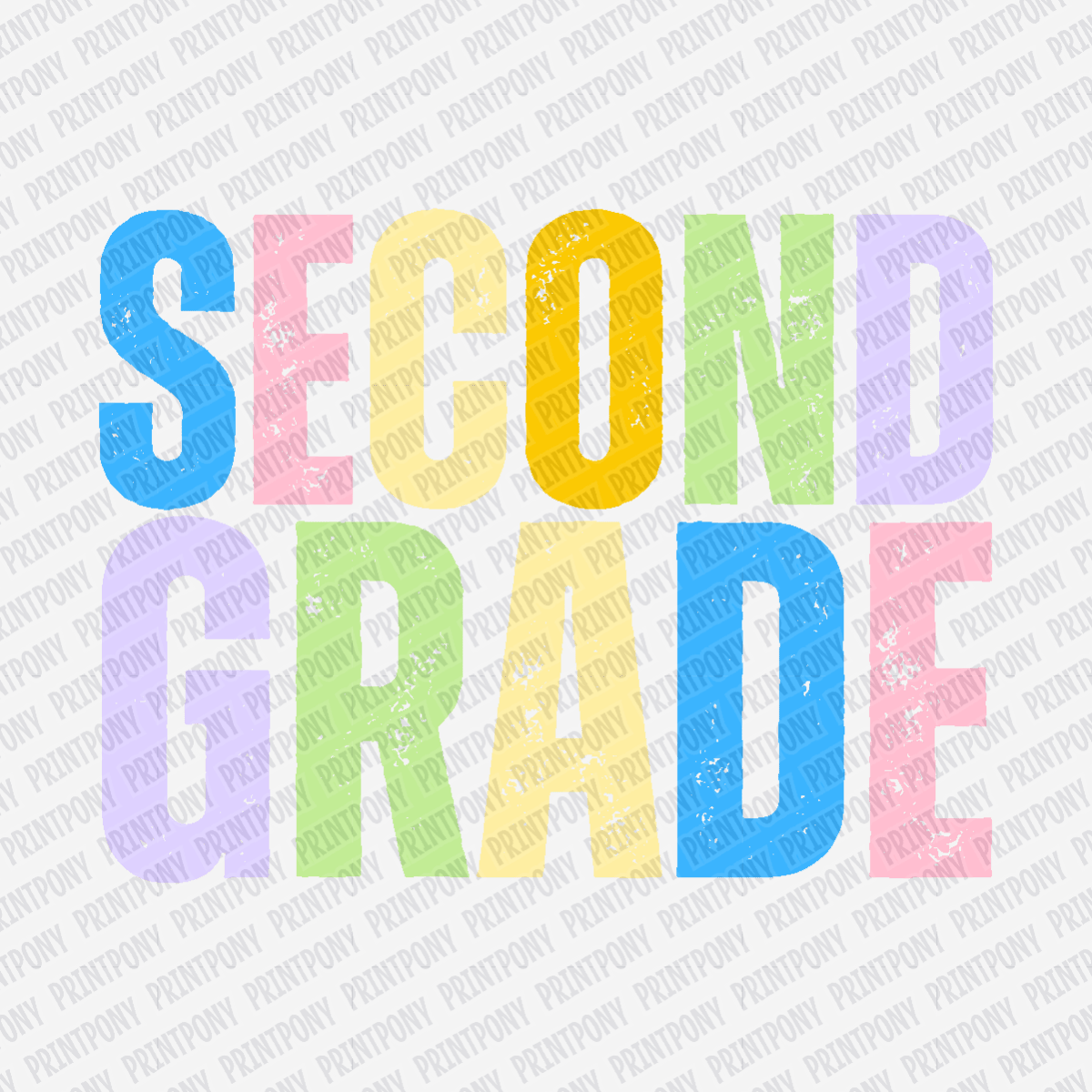 Second Grade Bright Pastel - DTF Transfer - PrintPony