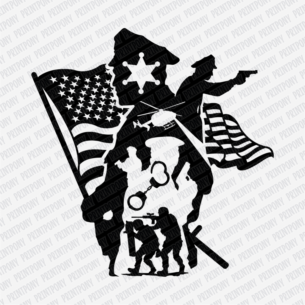 Service & Sacrifice, Patriotic Police DTF Transfer - PrintPony