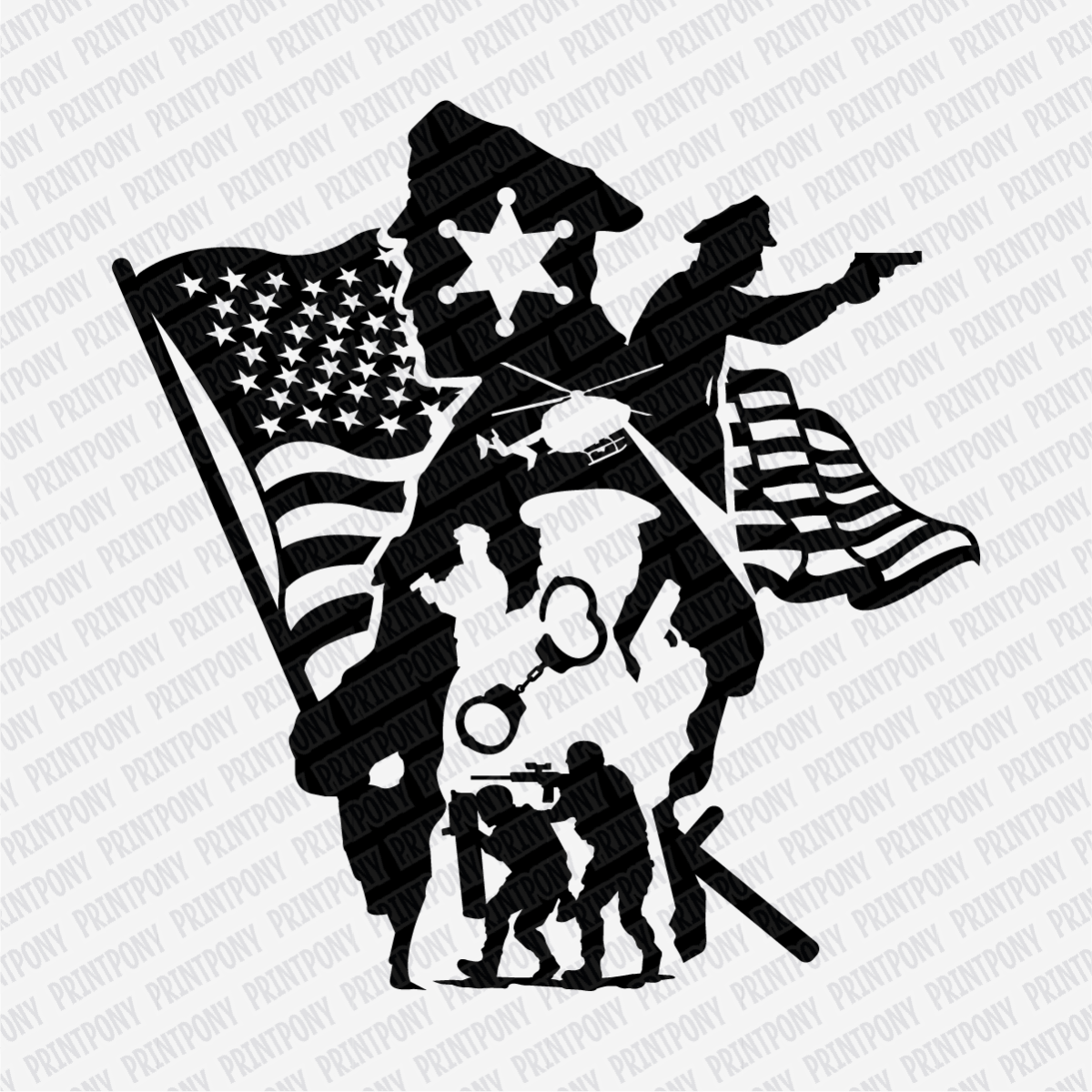 Service & Sacrifice, Patriotic Police DTF Transfer - PrintPony