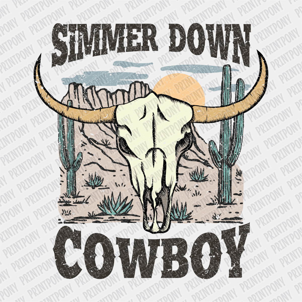 Simmer Down Cowboy DTF Transfer - PrintPony