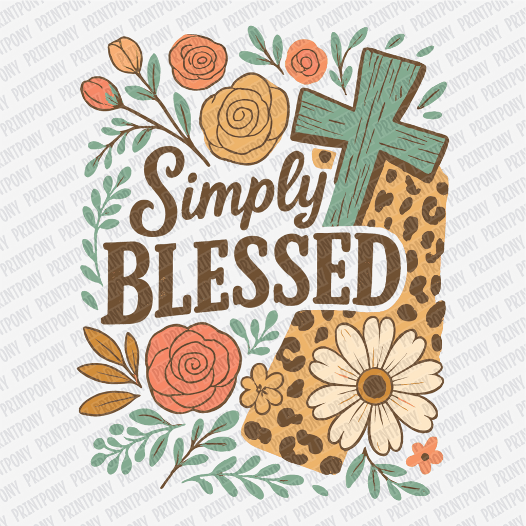 Simply Blessed Floral - DTF Transfer - PrintPony