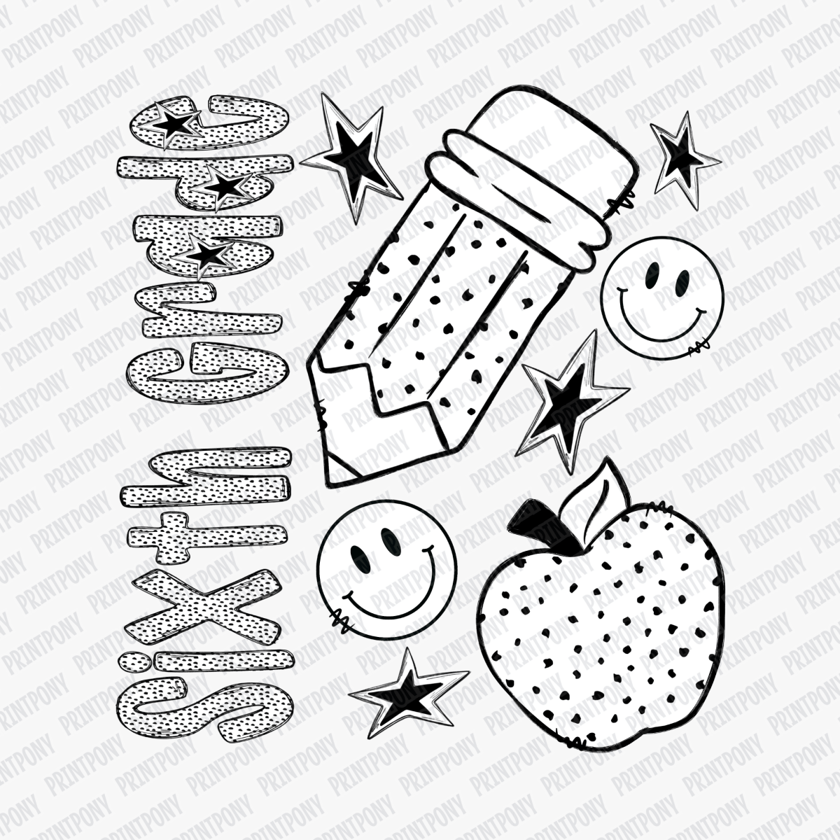 Sixth Grade Dotted DTF transfer - PrintPony