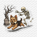 Skeleton Chasing Dog with Bone - DTF Transfer - PrintPony