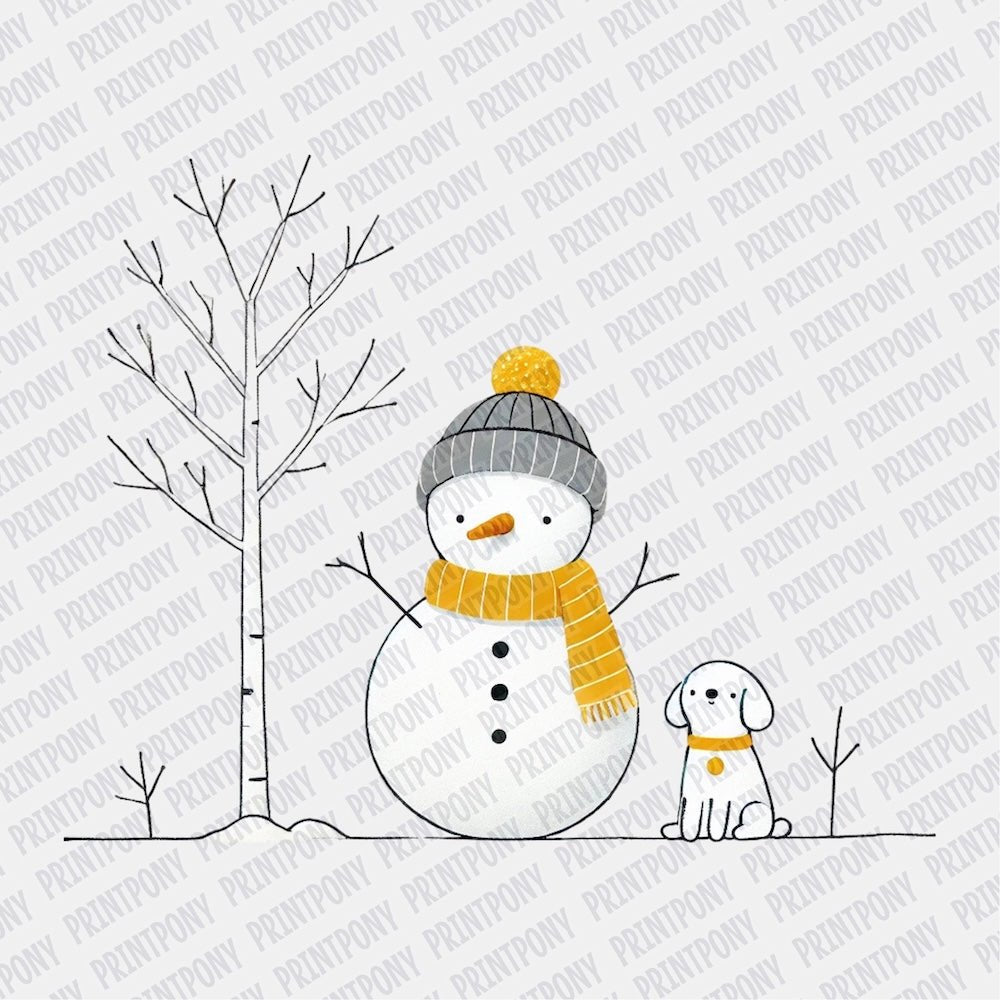 Snowman and Dog DTF transfer - Print Pony‚Ñ¢