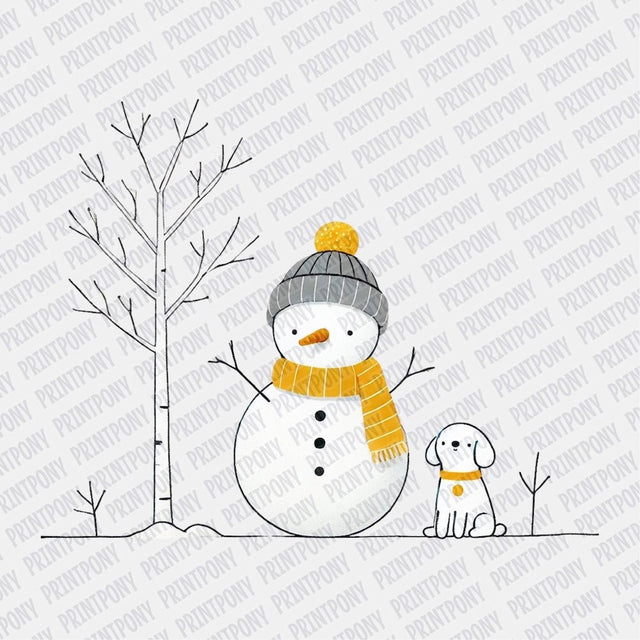 Snowman and Dog DTF transfer - Print Pony‚Ñ¢