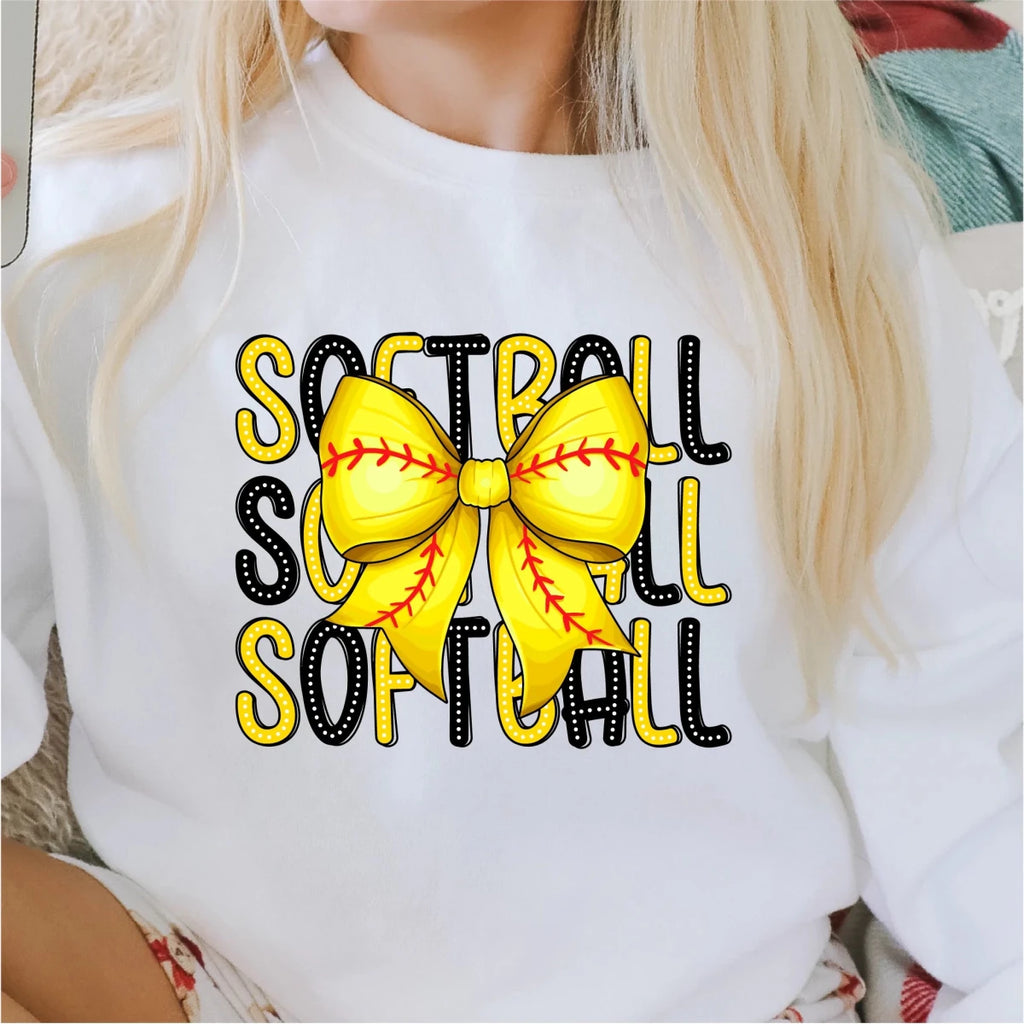 Softball Preppy Coquette Ribbon DTF Transfer - PrintPony