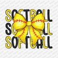 Softball Preppy Coquette Ribbon DTF Transfer - PrintPony