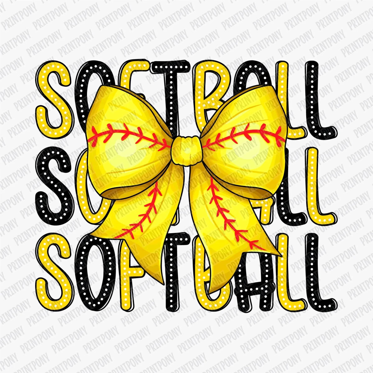 Softball Preppy Coquette Ribbon DTF Transfer - PrintPony
