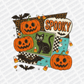 Spooky Cat and Pumpkins Halloween Collage DTF Transfer - PrintPony