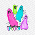 Spooky Neon Ghosts Halloween DTF Transfer - PrintPony