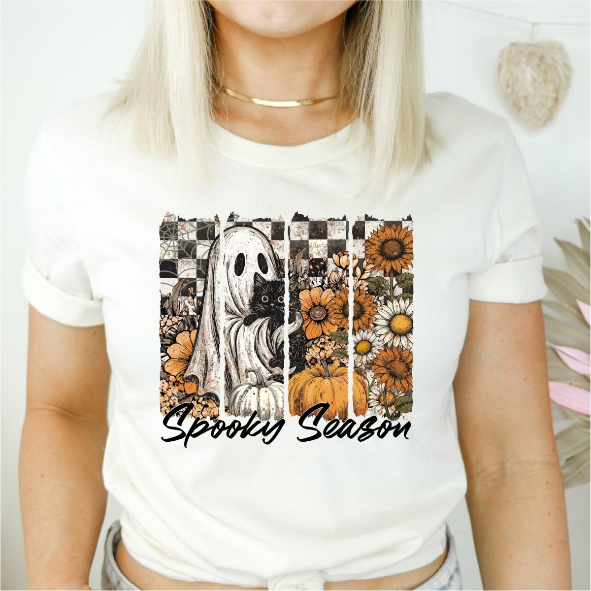 Spooky Season Brushstrokes Ghost and Cat DTF Transfer - PrintPony™