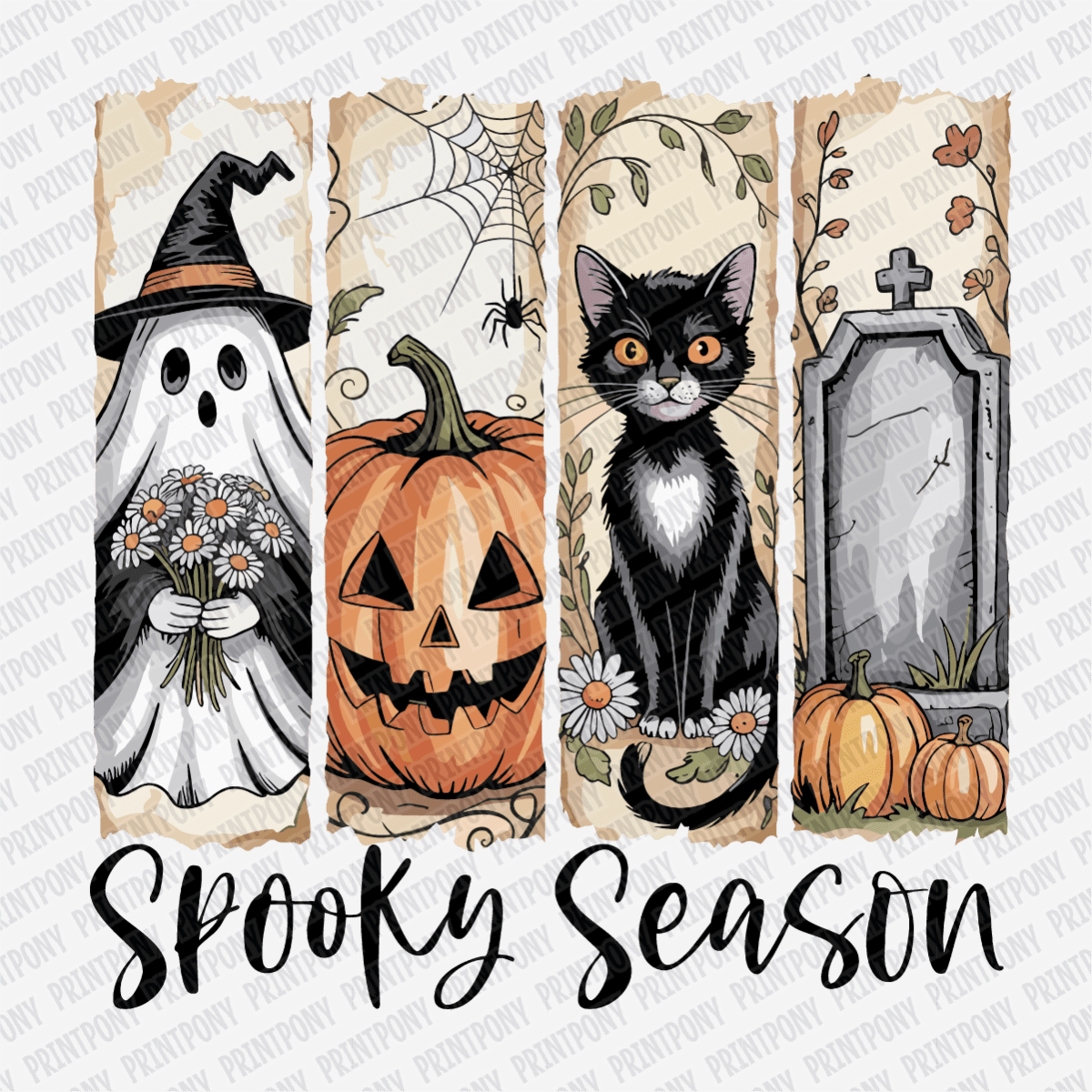 Spooky Season Brushstrokes Halloween DTF Transfer - PrintPony